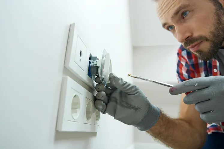 Local electrician carrying out an electrical installation at a South West property