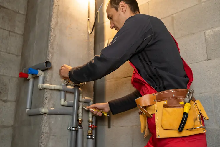 Local plumber fitting pipework at a North East property